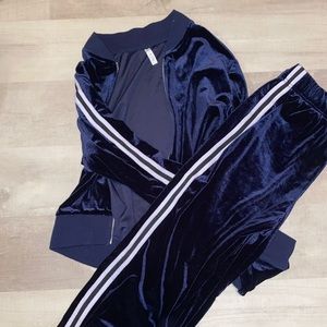 Navy Velour Track Suit